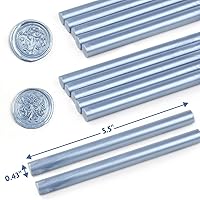 Vista 4 de Wasole 12 barras de cera de sellado de pistola de pegamento azul metálico, ideal para invitaciones de boda, tarjetas, sobres, envoltura de regalos