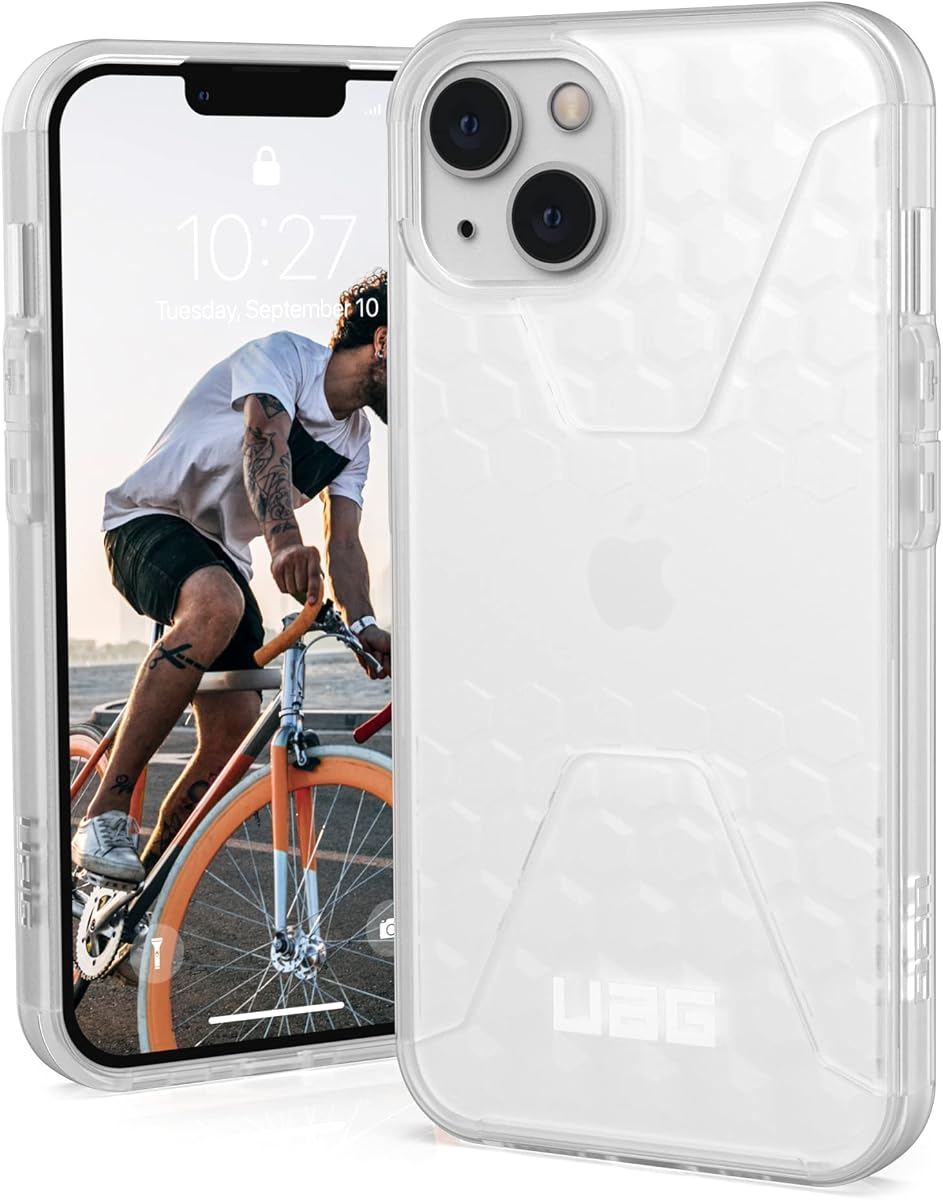 UAG Designed for iPhone 13 Case Clear Frosted Ice Sleek Ultra-Thin Shock-Absorbent Transparent Civilian Protective Cover, [6.1 inch Screen]