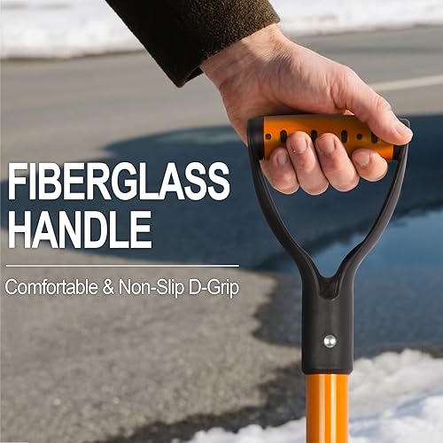 Miniatura 6 de VNIMTI Pala de nieve de aluminio con mango en D, pala de nieve de metal para entrada, 45 pulgadas, 3.7 libras, pala de transferencia para