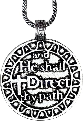 Miniatura 2 de Collar religioso con colgante cristiano - Confía en el Señor con todo tu corazón Medallón en relieve con cadena católica regalo para hombres y