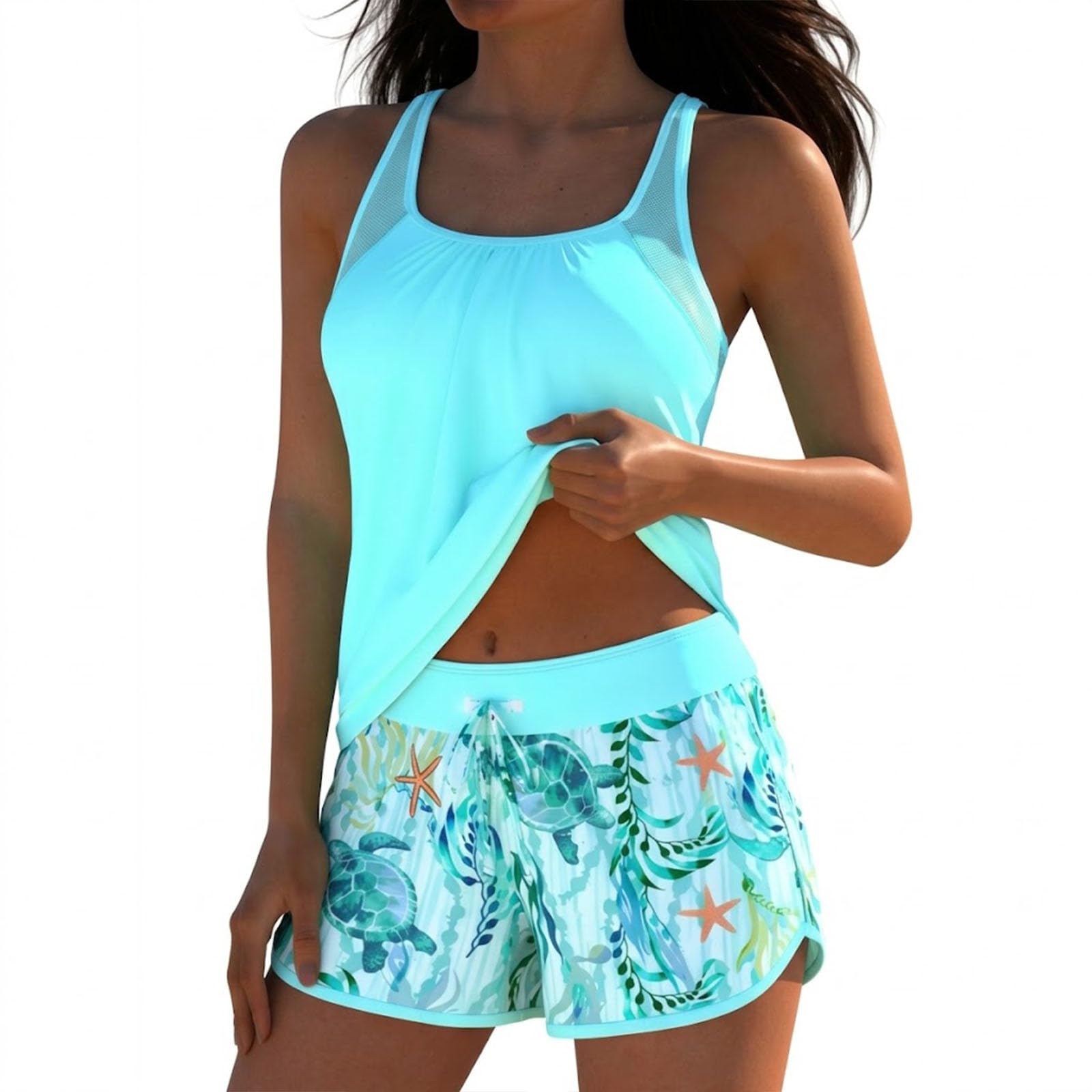Genérico Women's Flattering Tankini Swimsuit Set with Shorts - Classic Bathing Suits