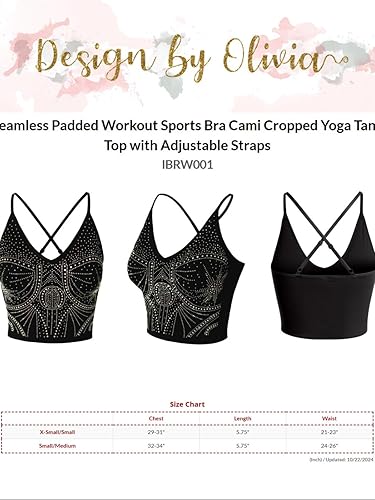 Miniatura 7 de Design by Olivia Sujetador deportivo para mujer, casual, sin costuras, acolchado, para entrenamiento, camiseta sin mangas, recortada, para yoga, con