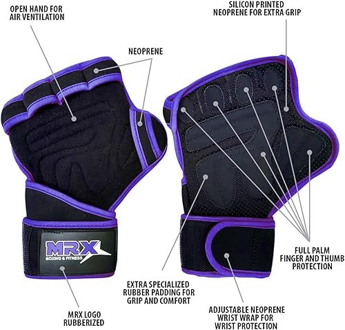 Miniatura 17 de MRX BOXING & FITNESS Guantes de entrenamiento para hombres y mujeres, guantes de levantamiento de pesas ventilados con muñequeras, protección de