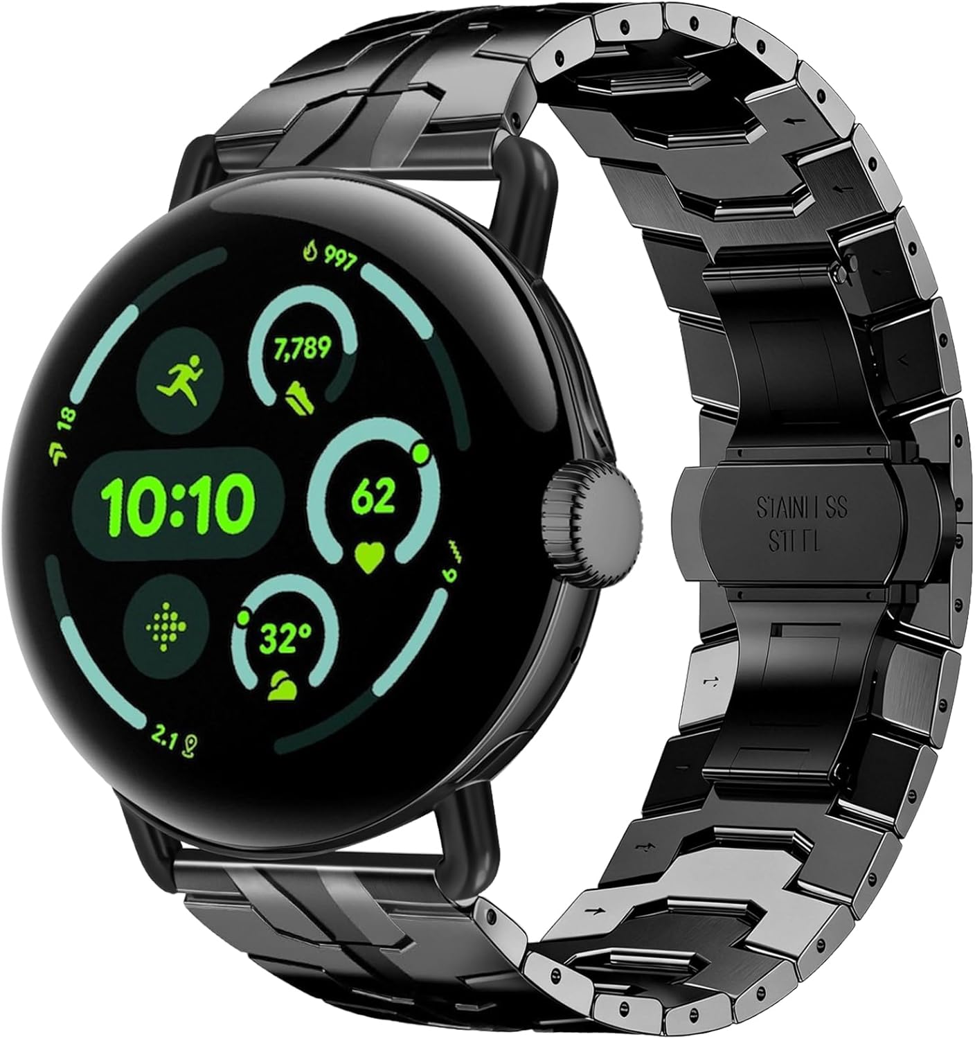 Yeahxing Metal Band for Pixel-Watch 3 45mm 41mm - Stainless Steel Bands for Google Pixel Watch 4/3/2/1 2025, Adjustable Wristband for Men Women