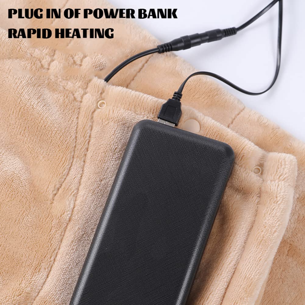 VALINK Couverture chauffante électrique, 140 x 80 cm/160 x 85 cm, couverture chauffante en flanelle douce, USB 5 V, sans fil, pour la maison, le bureau, le camping, gris épais
