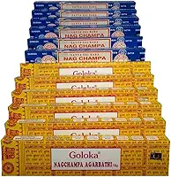 Incenso 6 Goloka Nag Champa + 6 Satya Nag Champa Cx.12un.15g