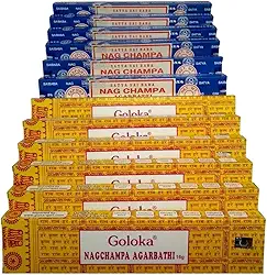 Incenso 6 Goloka Nag Champa + 6 Satya Nag Champa Cx.12un.15g