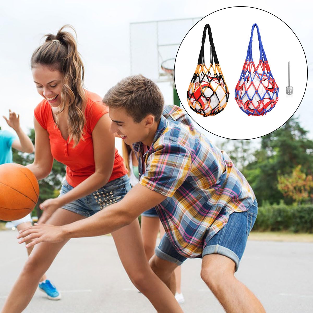 KARELLS Bolsa de Red de Nylon para Pelotas de Fútbol, 2 Piezas