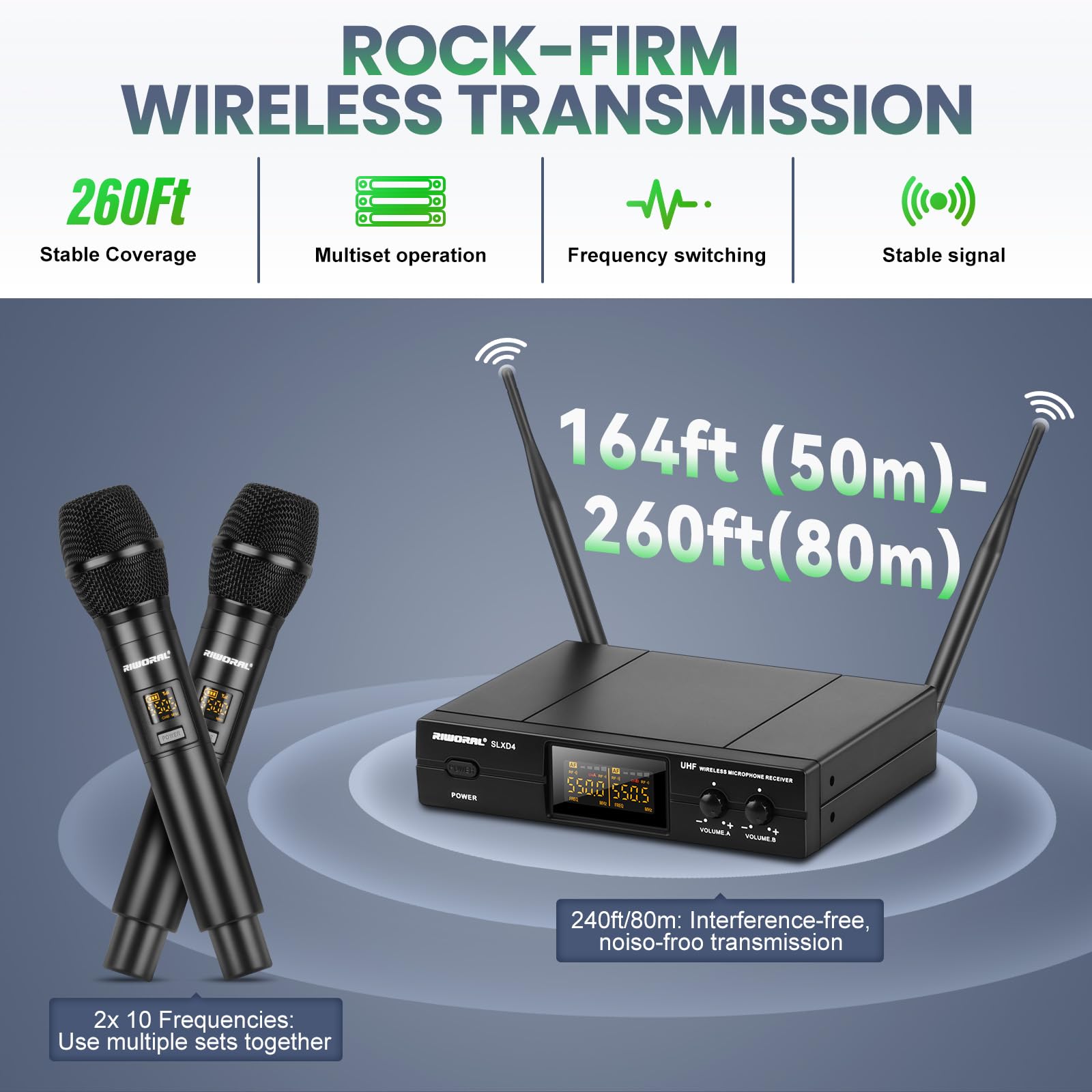 Amazon.com: Sistema de micrófono inalámbrico dual UHF inalámbrico