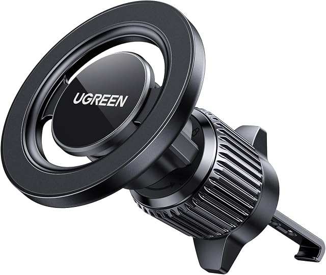 UGREEN Soporte Móvil Coche MagSafe 360° Rotación Suporte Telemovel Carro | Magnético Gancho Metálico para Rejilla del Aire Compatible con iPhone 17 Pro Max Air 16 15 14 Galaxy S25 S24 Negro