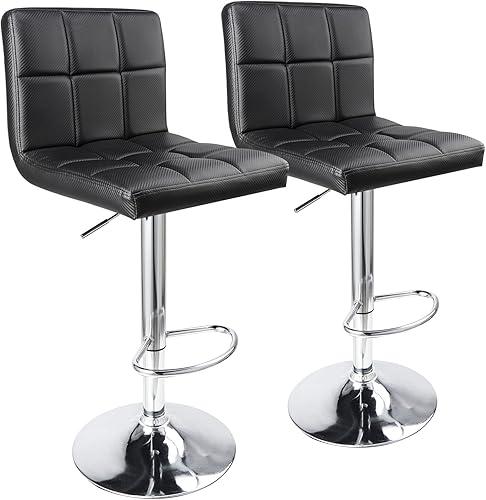 Miniatura 47 de Taburetes de bar de leopardo, moderno taburete giratorio ajustable de piel sintética con respaldo, juego de 2 (gris) Gris,Negro -,Caqui,Blanco,gris