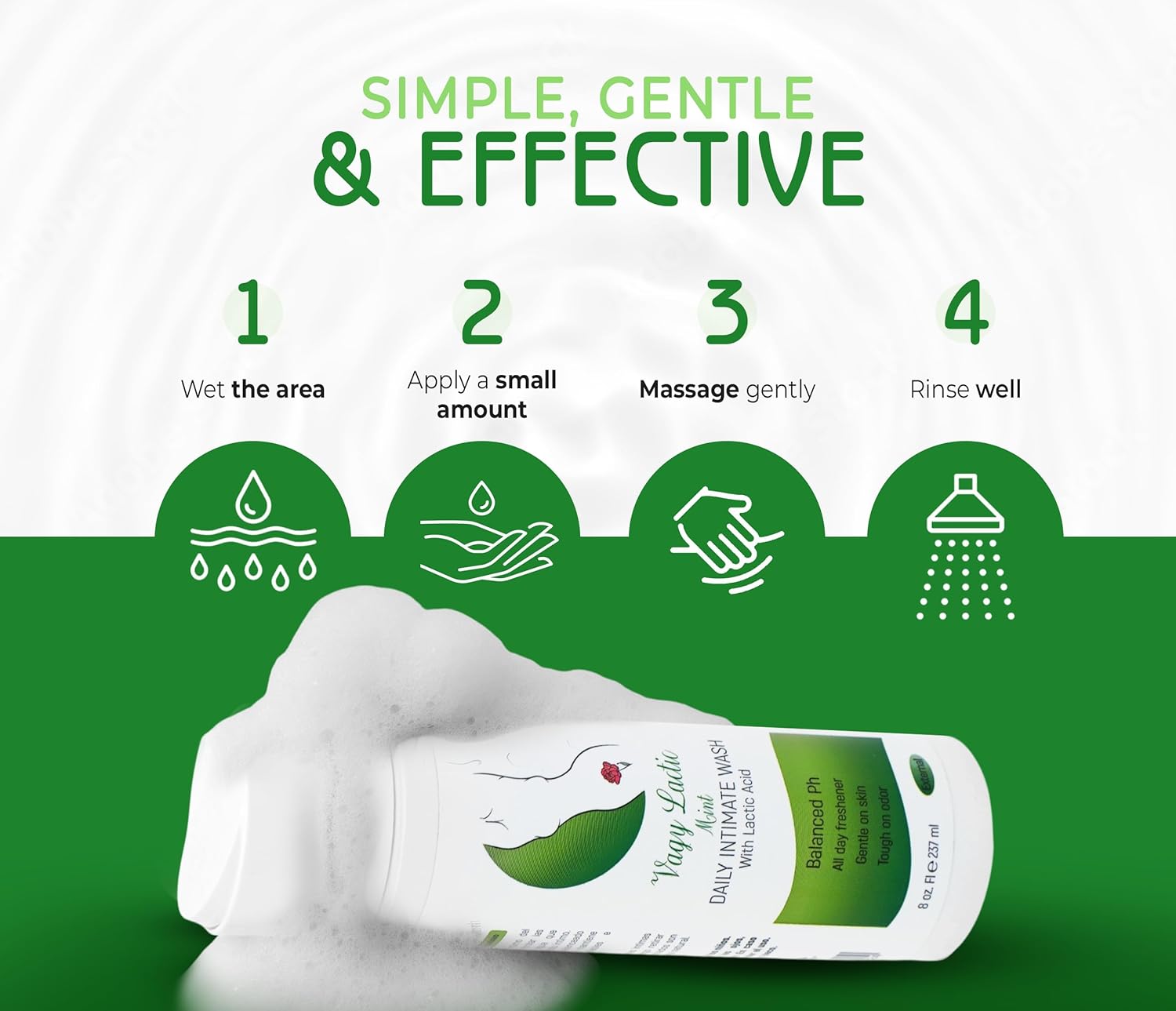 Vagy Rejuvenation Vagy Lactic Feminine Wash with Lactic Acid & Calendula – Gentle Intimate Wash Women pH Balance – Refreshing Vaginal Cleanser – 8 oz (8.1 oz, Mint)