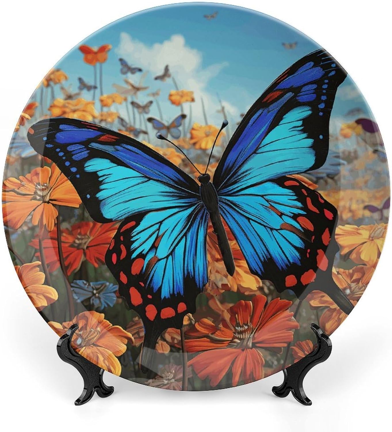 Big Butterfly Bone China Decorative Plate with Stand 6inch