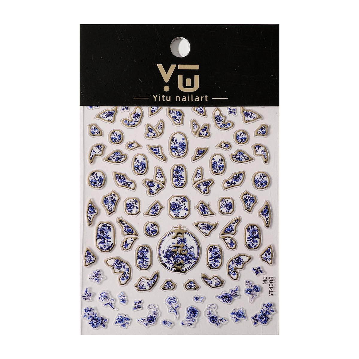 Retro Nails Stickers Spring Nails Sticker 3D Embossed Self Adhesive Sticker Blue Petals Designs Nail Decals Blue White Flower Nail Art Decals Summer Decals for Nail DIY Manicure 1Sheets
