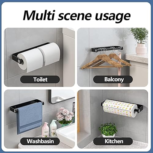 Miniatura 6 de Soporte para toallas de papel para debajo del gabinete de cocina soporte para toallas de papel soporte para rollo de papel autoadhesivo o de montaje