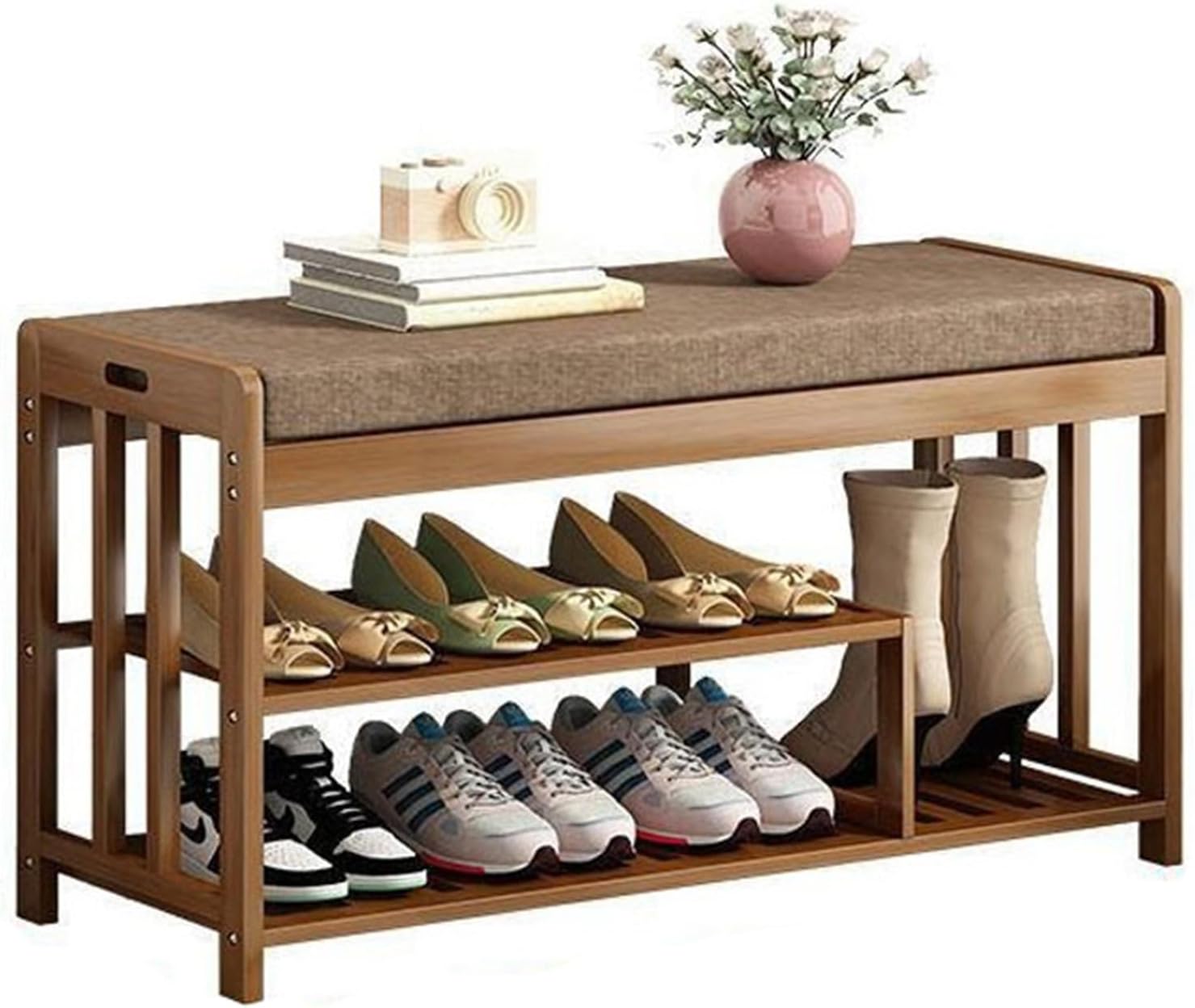 DECORN Bambus Schuhregal 2-stöckig - Faltbarer Schuh-Organizer