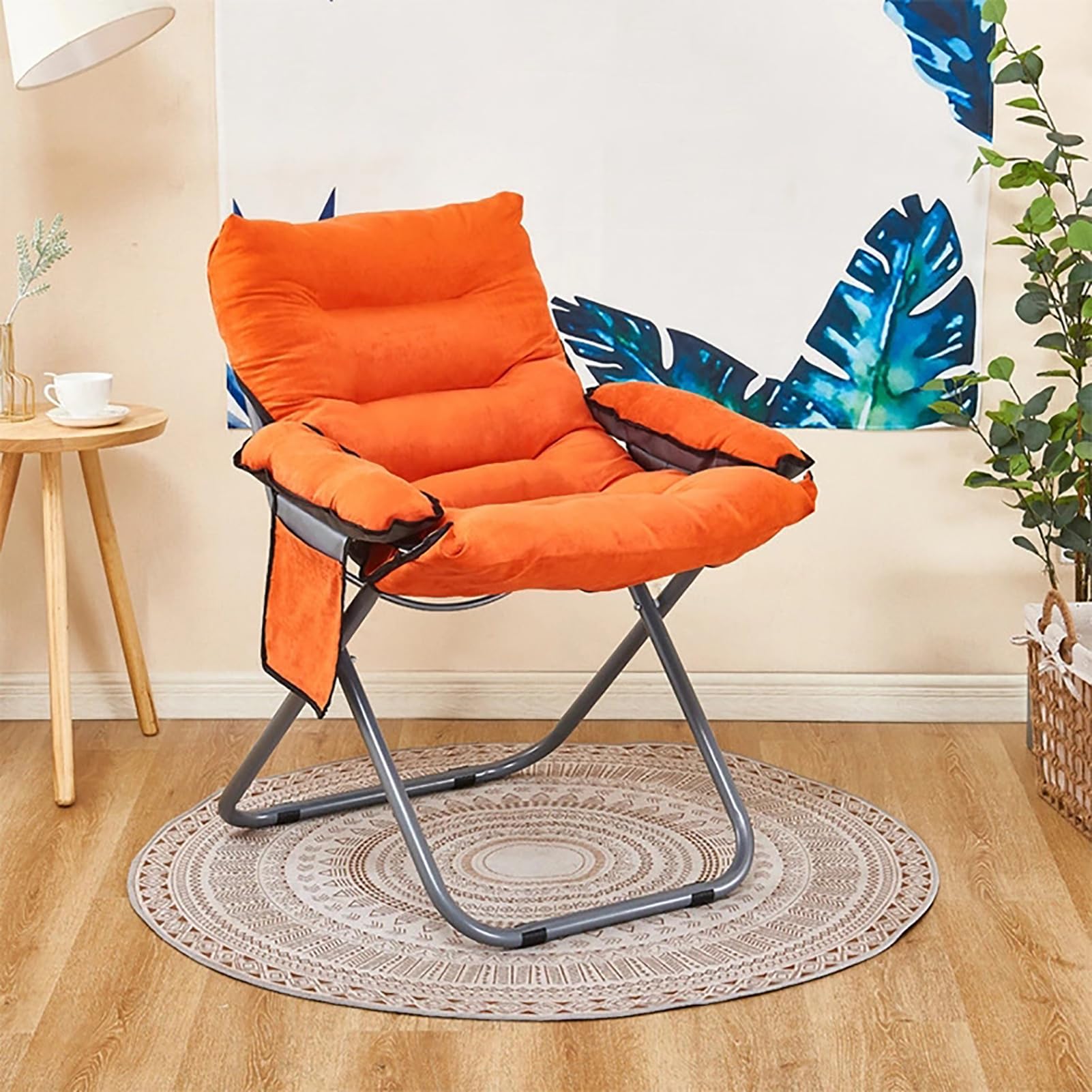 NAKEAH Silla Perezosa, Silla de salón Moderna Plegable con reposabrazos, sillón reclinable de sofá sillón Acogedor de Lectura para Dormitorio/Oficina/alojamiento/Sala de Estar/Dormitorio/jardín,C