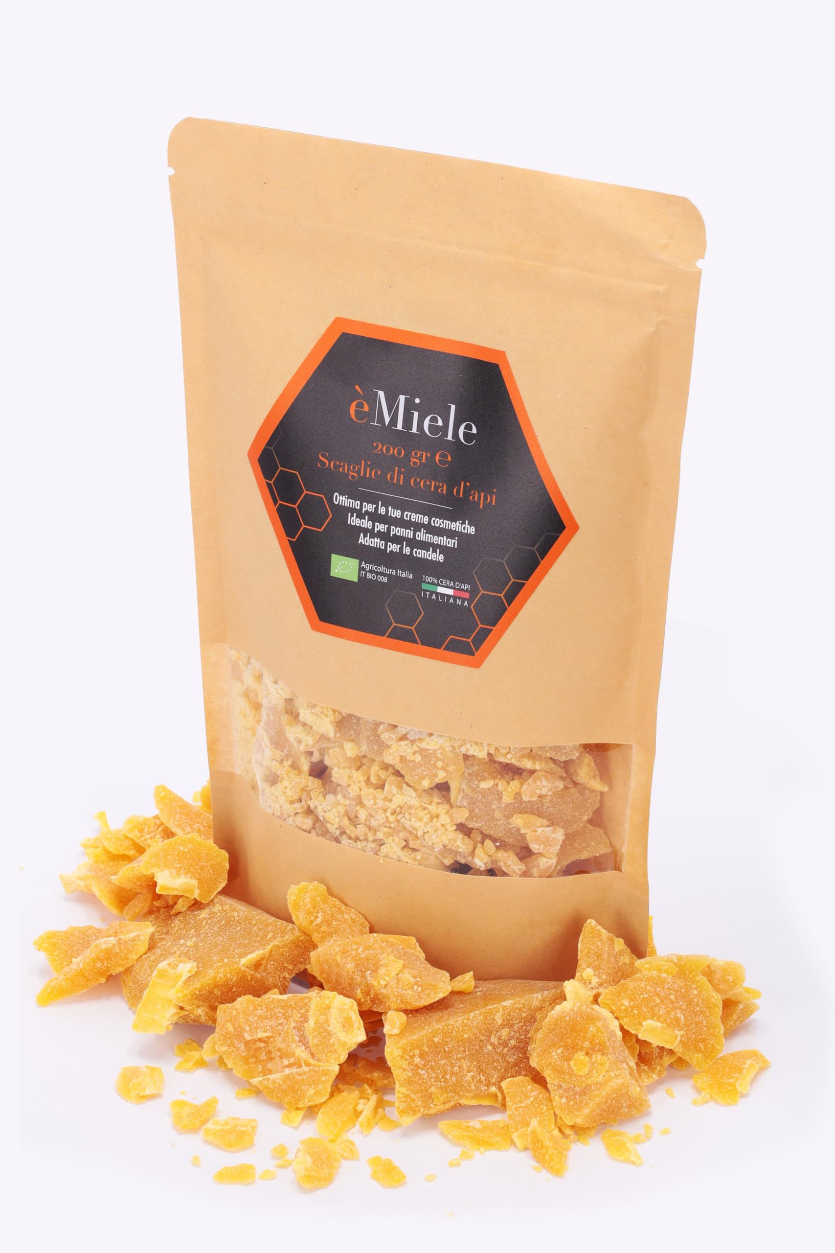 Candela In Cera D'Api Biologica Gialla - Profumo Arancia E Chiodi Di Garofano - Purifica L'Aria - Durata 80 Ore - Home Goods