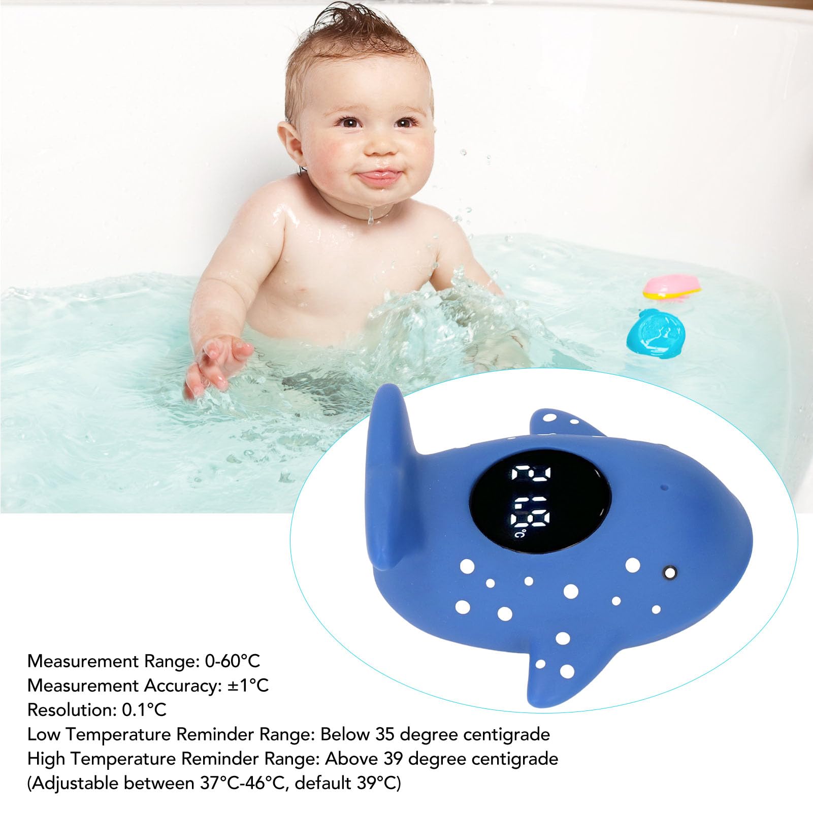 Termometro da Bagnetto per Bambini Whale Termometro Digitale per Acqua Ad Alta Definizione Intelligente per Vasca da Bagno per Neonati