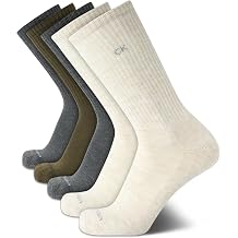 Calvin Klein Mens Crew Socks - 5 Pack Breathable Cushion Crew Athletic Mid-Calf Socks for Men for Running and Workout 7-12