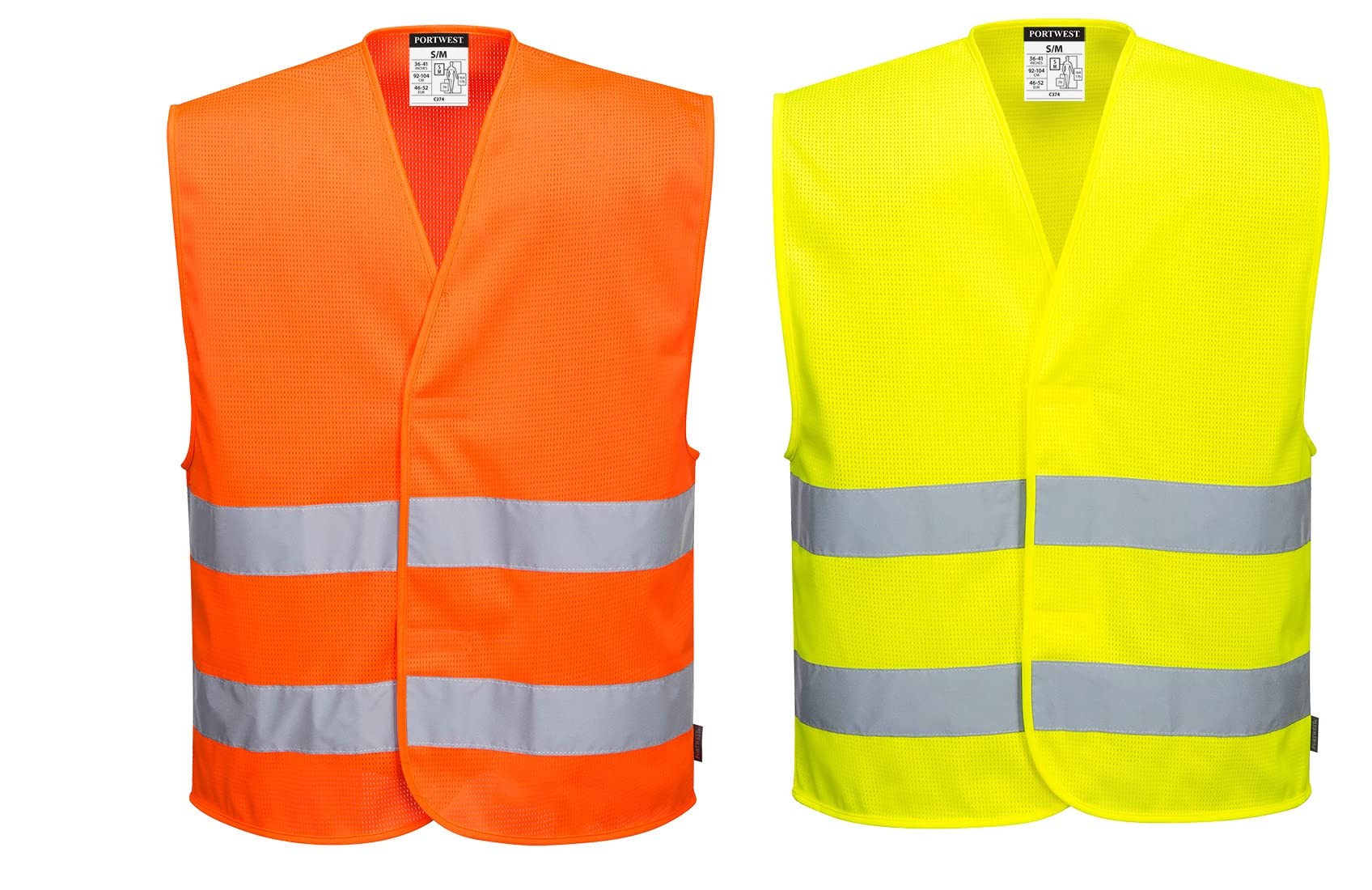 Portwest C474 Ostrzegawcza Poziomymi Kamizelka z Dwoma Tasmami, Regularny, Rozmiar 2XL/3XL, Pomaranczowy