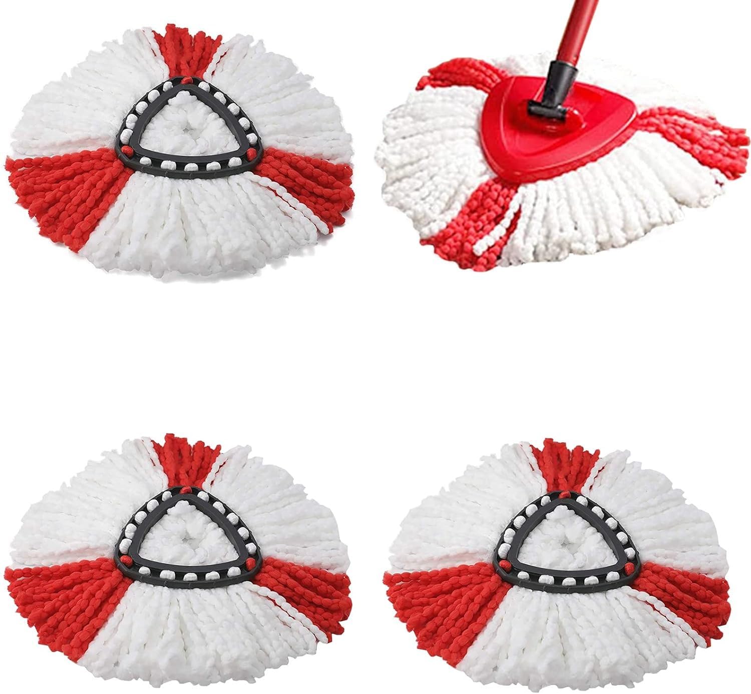 4Pcs Spin Mop Heads Replacements Compatible with Vileda,O-Cedar Spin Mop, Easy Cleaning Refills Microfiber Mop Heads,360Degree Easy Wring Dust Mop Head Replacement for Floor Cleaning,Triangle Shape