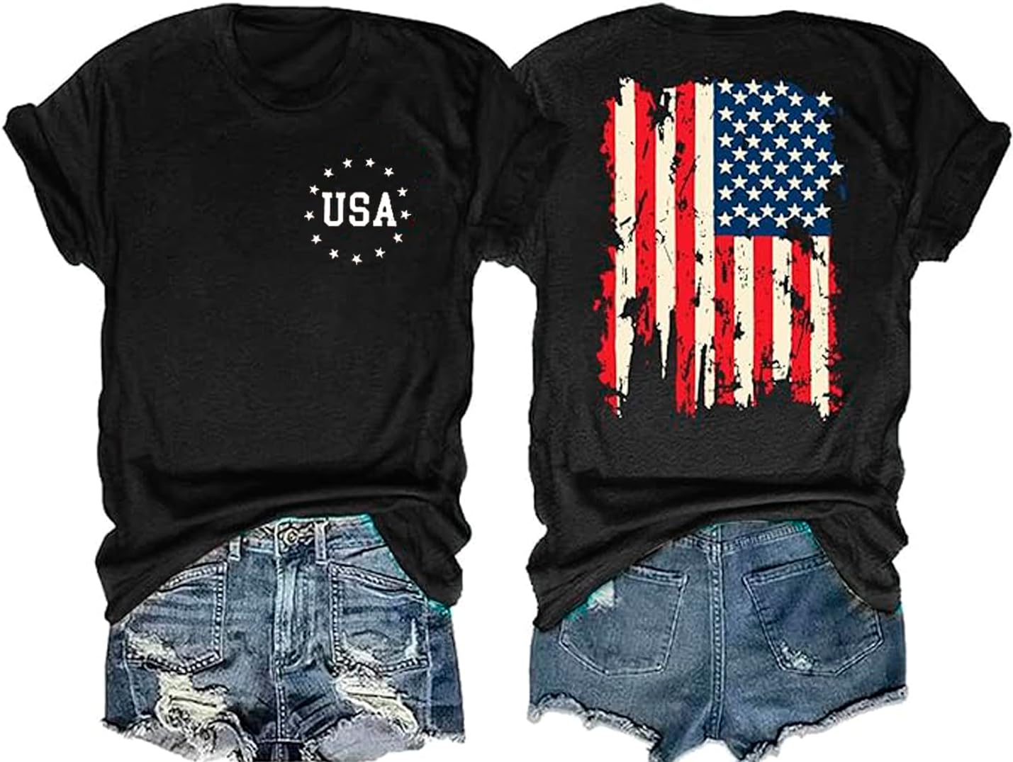 American Flag Patriotics Shirts Women USA 4th of July T Shirt Red White Blue Graphic Short Sleeve Tee Tops