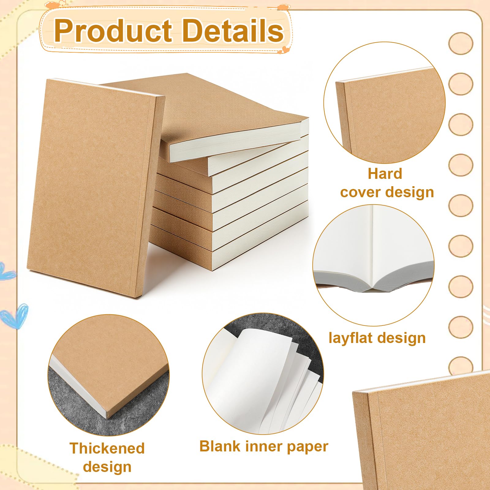 8 quaderni vuoti con copertina rigida e copertina rigida, 14 x 21 cm, 128 fogli/256 pagine (100 g/m²), formato A5, senza acidi, per adulti, ufficio, viaggiatori, riviste