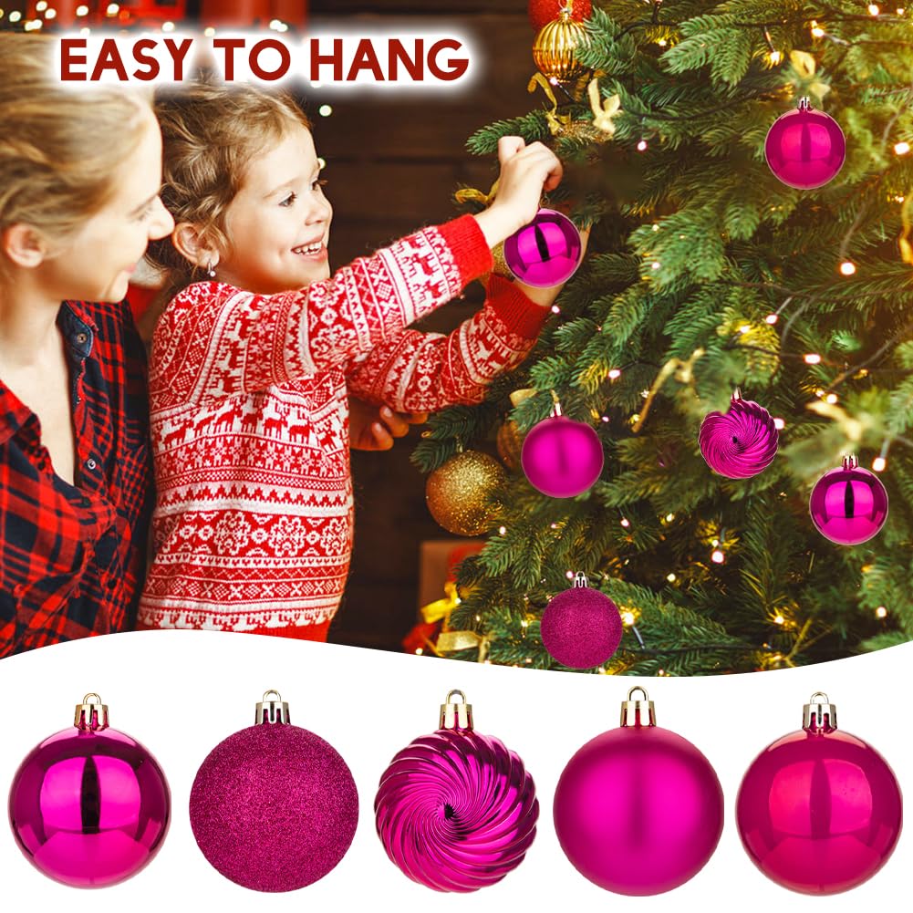 6CM Weihnachtsdeko Weihnachtskugeln, 25 Stücke Bruchsiche Christbaumkugeln Ornamente Rosa Weihnachtsbaumschmuck für Weihnachtsbaum… – Ansicht 6