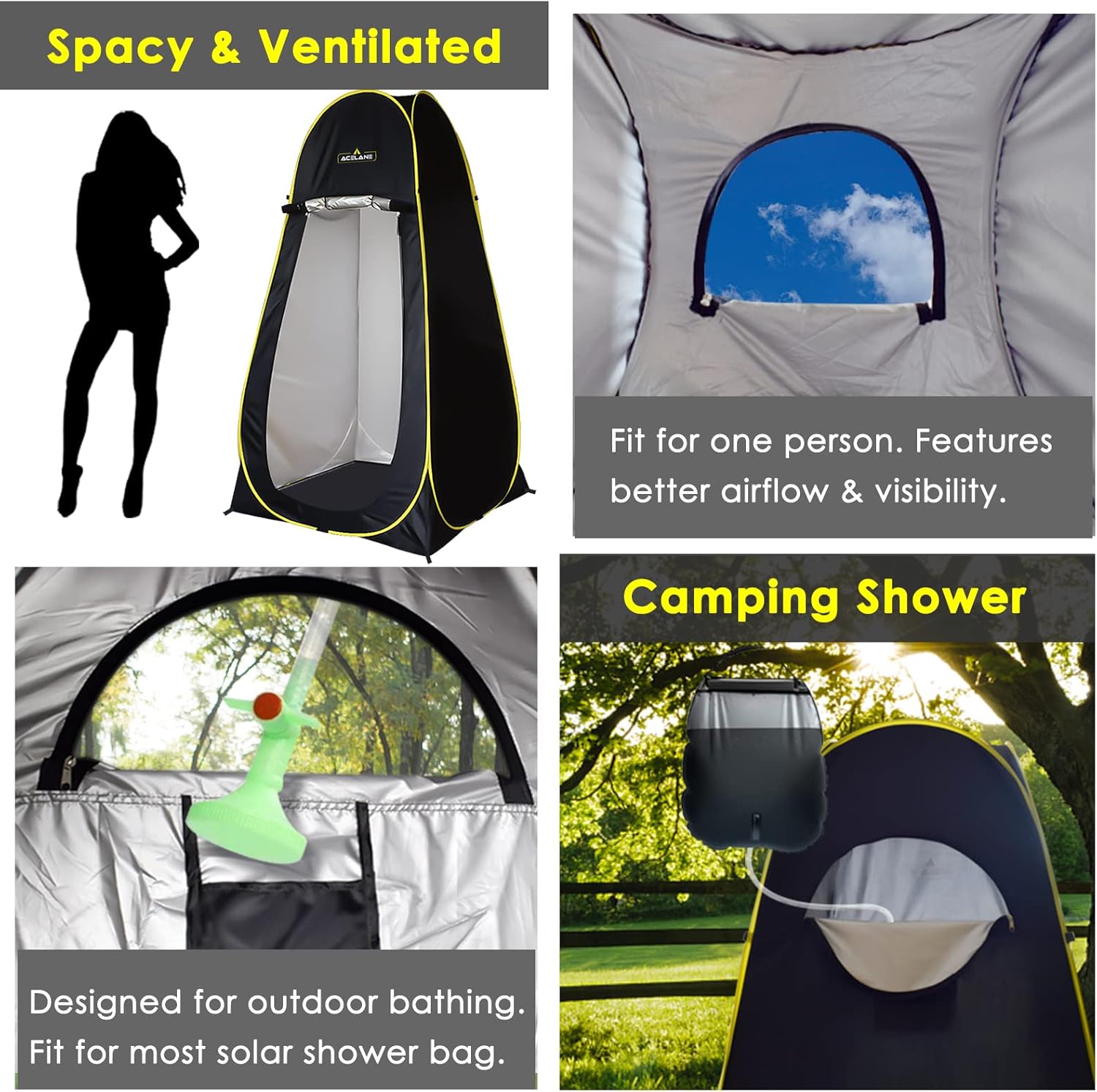 Acelane Pop Up Privacy Tent Camping Shower Tent Changing Dressing Room Rain Shelter Camp Toilet Bathroom Fishing Shelter Foldable with Carry Bag for Outdoor Hiking Beach Fishing Picnic RV Travel : Sports & Outdoors