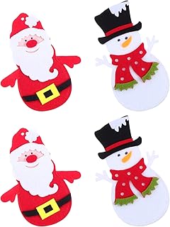 Amosfun 6 sztuk nakryć bożonarodzeniowych na naczynia bożonarodzeniowe, bałwanek, uchwyt na sztućce, nóż bożonarodzeniowy i widelec, osłona na sztućce (Santa bałwan)
