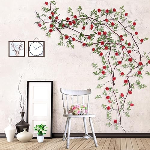 Miniatura 7 de Guirnalda de flores artificiales para colgar en la pared, de 118 pulgadas, diseño bohemio, para colgar en la pared, guirnalda de plantas falsas para