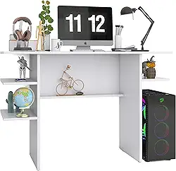 Escrivaninha para Computador com 3 Nichos, 90 cm x 77 cm x 37 cm, Branca