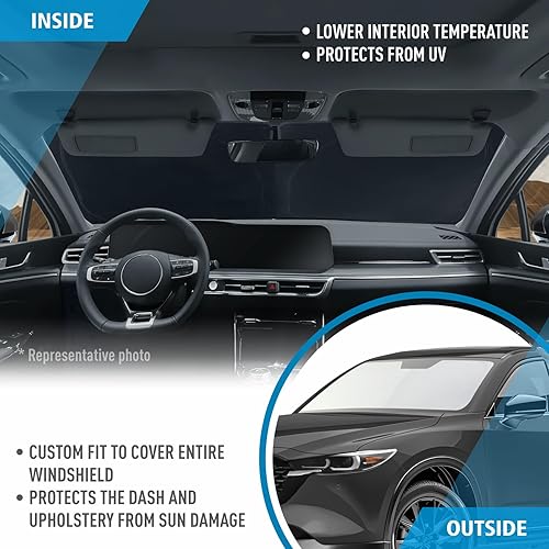Miniatura 5 de Clim Art - Parasol para parabrisas de Mazda CX-5 2017-2024, plegable, personalizado, protector solar para vehículo, cubierta para parabrisas