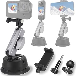ADOFYS Aluminum Alloy Suction Cup Mount with 1/4 Thread and Phone Holder for GoPro Max Mini Hero 13 12 11 10 9 8 7 6 Insta... Price In India