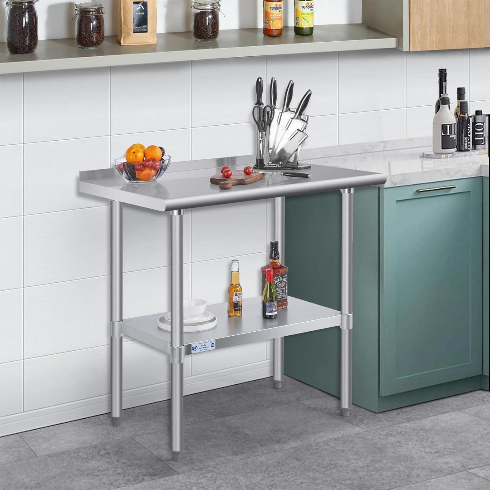 Tabella dell'acciaio inossidabile per la preparazione & il lavoro 24 x 36 pollici, Tabella resistente commerciale di NSF con il sottoripiano e Backsplash per il ristorante, la casa e l'hotel