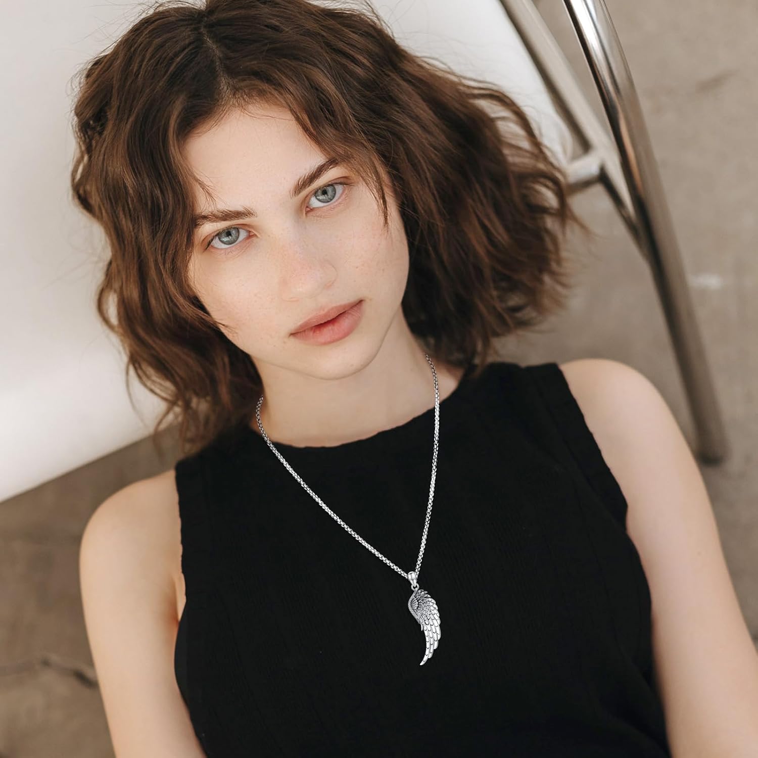 Angel Wings Necklace 925 Sterling Silver Guardian Angel Nurse RN Caduceus Pendant Charm Crystal Angel Jewelry Gifts for Women - Image 5