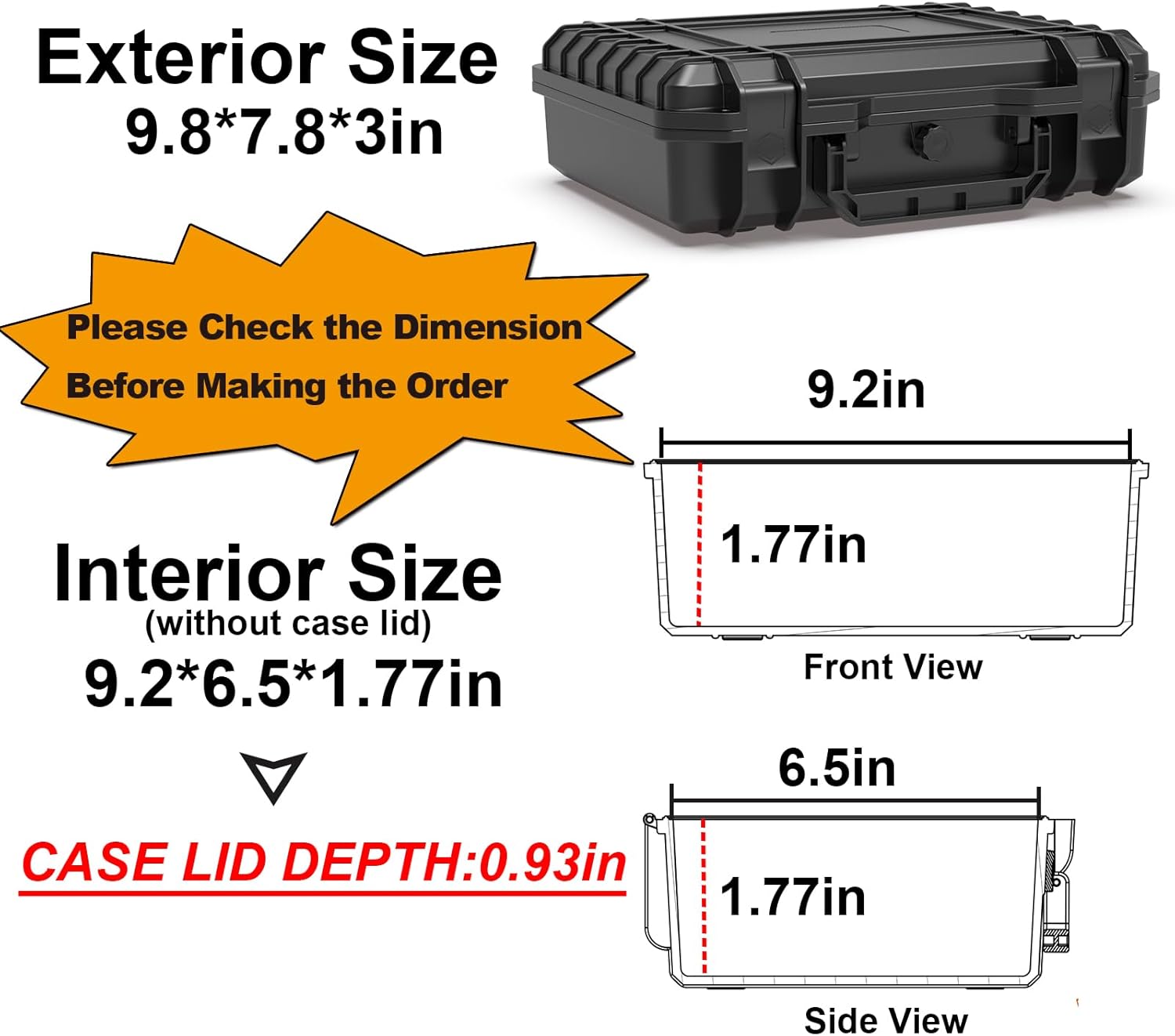 Ant Mag Waterproof Hard Case with Pick & Pluck Foam - 9.2x6.5x2.7 inch Interior - Protective Travel Storage Box for Camera, Drone, Tools & Electronics - Image 2