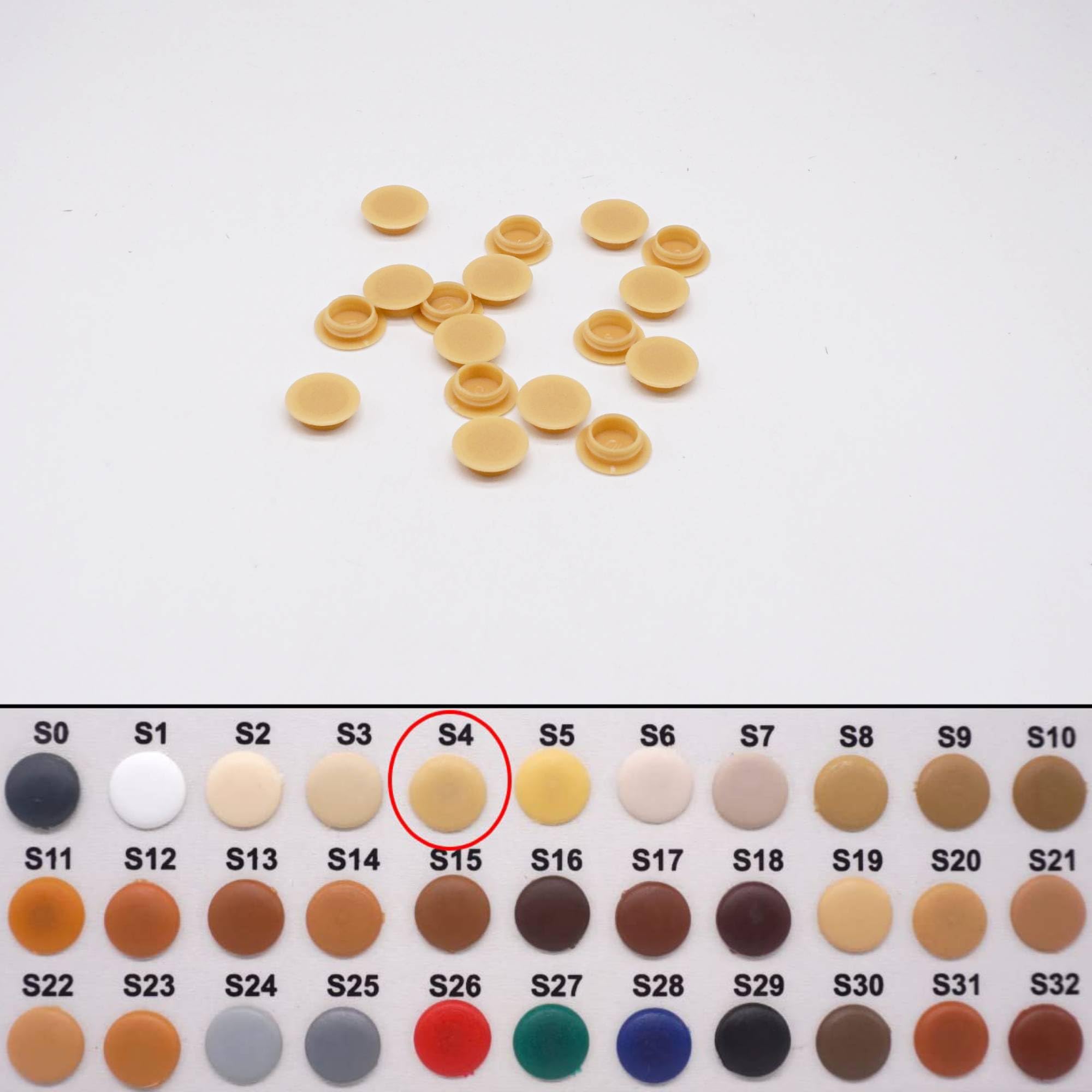 SKIR'CO (20 pcs) Plastic Hole Plugs 14 mm, Furniture Hole Plug, Drill Hole Cover Caps, Screw Hole Cover Caps (Beige S4) - Image 3