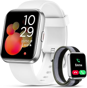 Quican Smart Watches for Women Men, 1.85" HD, Answer/Make Calls, Alexa | Fitness Watch with Heart Rate Sleep SpO2 Monitor, 120 Sport Modes, 3ATM Waterproof Compatible with iPhone & Android, 2 Straps