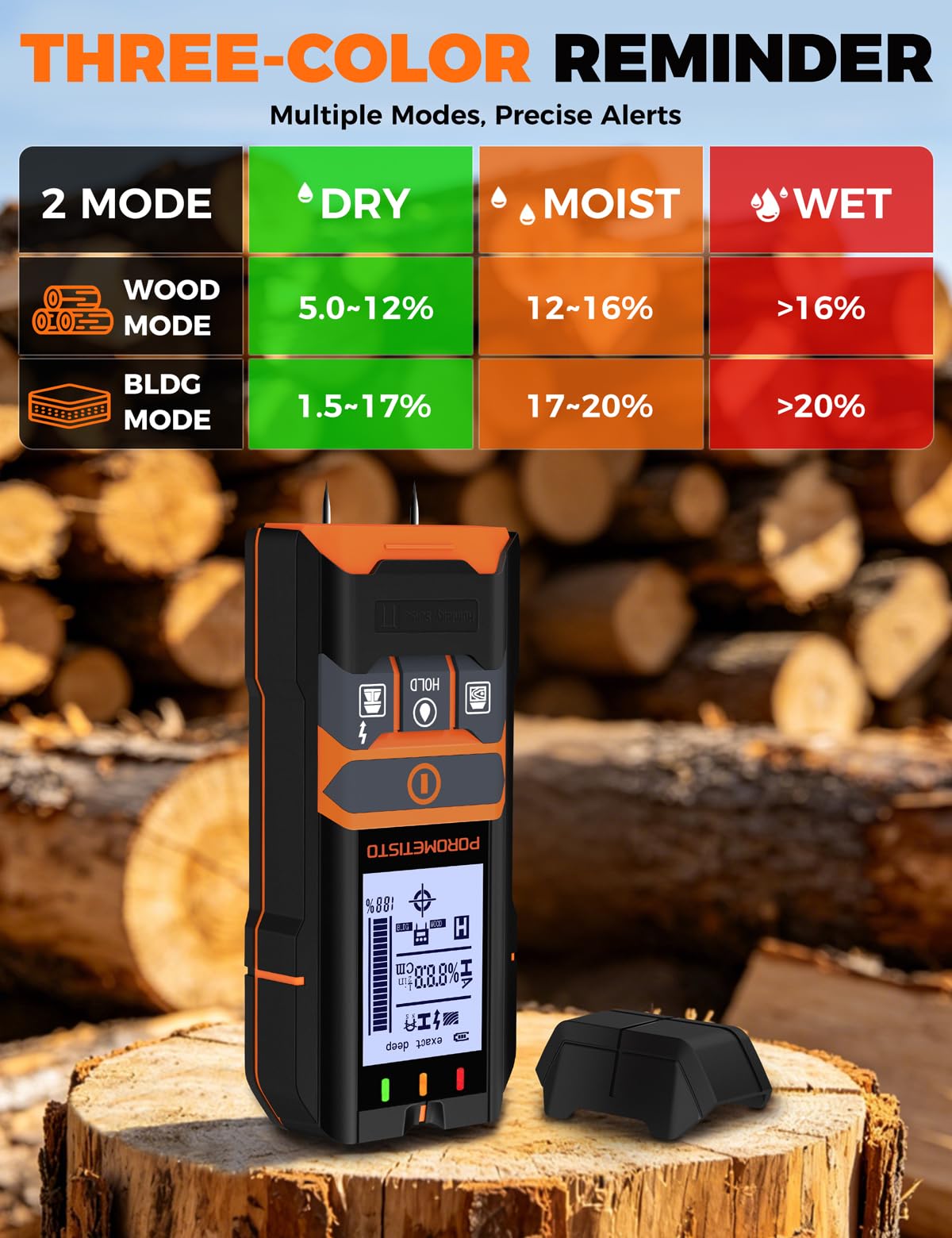 Rilevatore Tubi E Cavi Elettrici 2-in-1 Con Misuratore Umidità, Scanner POROMETISTO Per Legno, Metallo, Cavo CA
