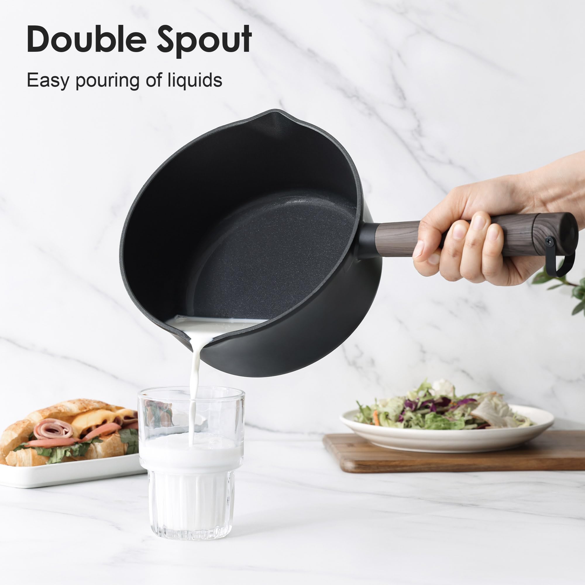 SENSARTE Set di pentole e padelle antiaderenti da cucina non tossico, lavabile in lavastoviglie, compatibile con induzione, senza PTFE/PFOA, 15 pezzi, nero