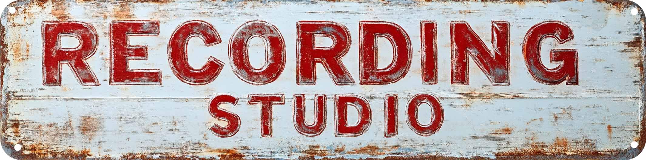 Vintage Tin Recording Studio Sign Retro Metal Sign for indoor Decoration - indoor Funny Wall Art Plaque 4x16 Inch