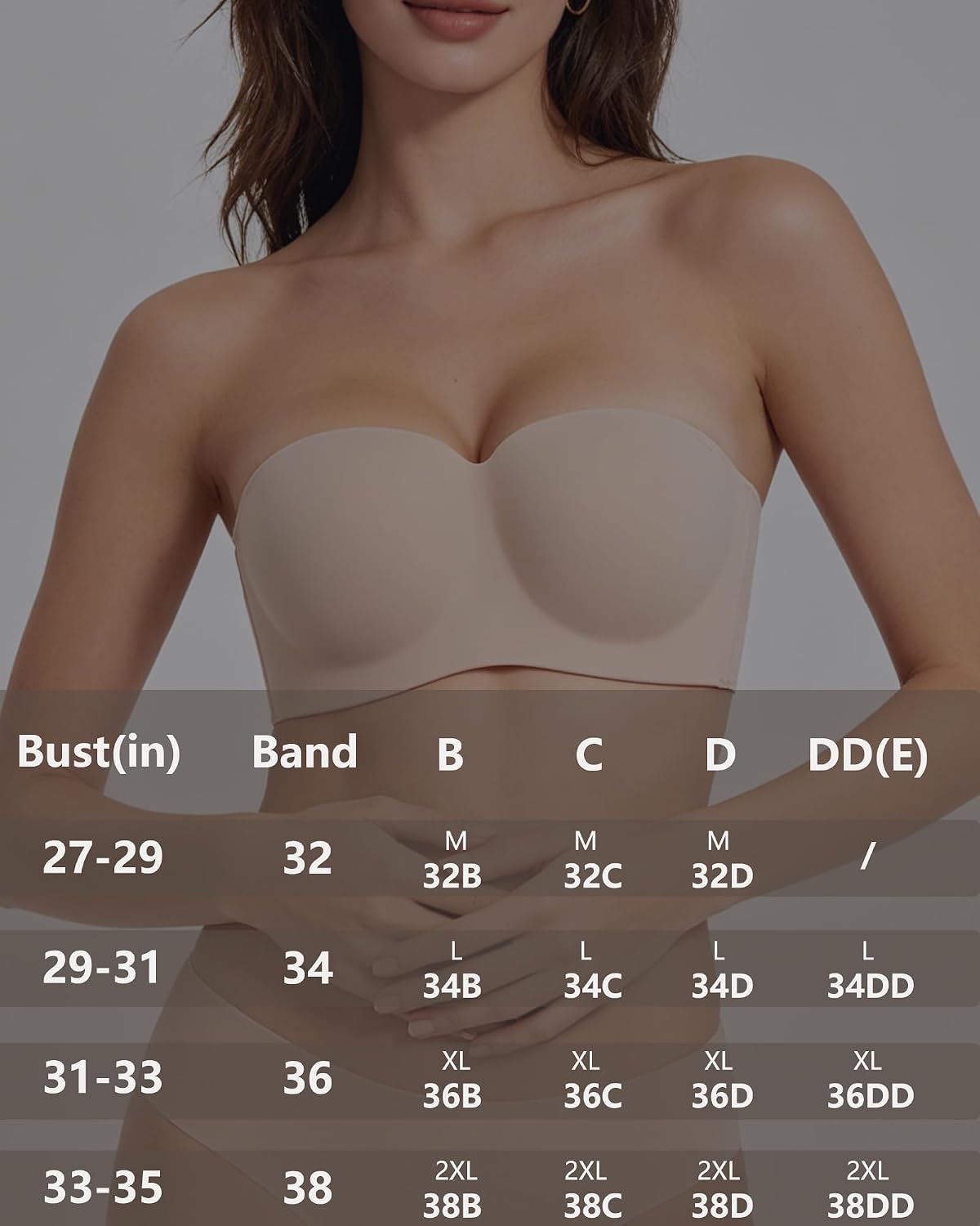 Strapless Bras for Women Jelly Supportive Bandeau Bra Non Slip Wireless Padded Push Up Seamless Tube Top Bra M-2XL