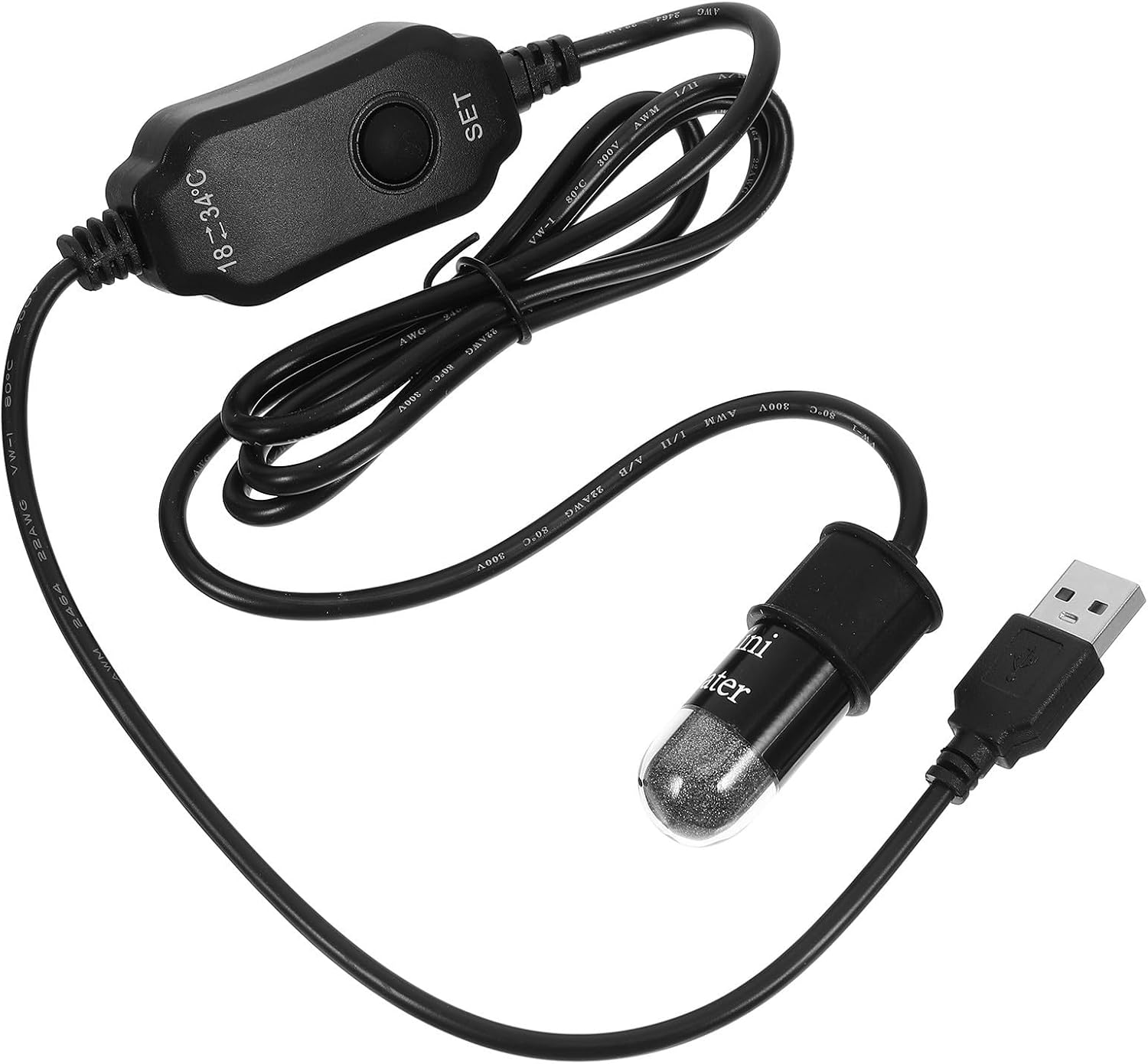 VICASKY Mini Fish Tank Heater USB Aquarium Heater with Intelligent Temperature Control Fast and Efficient Heating Abs Material Suitable for Small Fish Tanks 3.8l Capacity