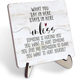 Wooden Mental Health Plaque -Mental Health Decor Desk Sign for Psychology, Therapy & Counseling Offices Stand Sign Desk Decor for Psychology Therapy