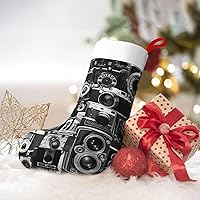 Vista 6 de Retro Cool Camera Collection Print Christmas Stocking, 18 Inch Hanging Stockings For Fireplace, Family Holiday Xmas Party Decor