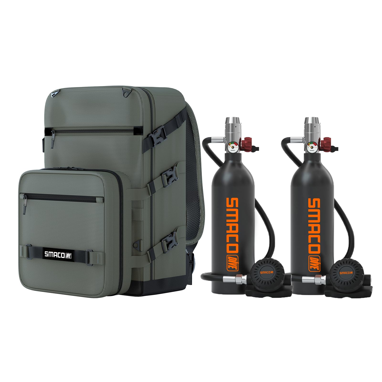 SMACO Dual Mini Scuba Tank Set 1L Diving Kit with Sub-Backpack