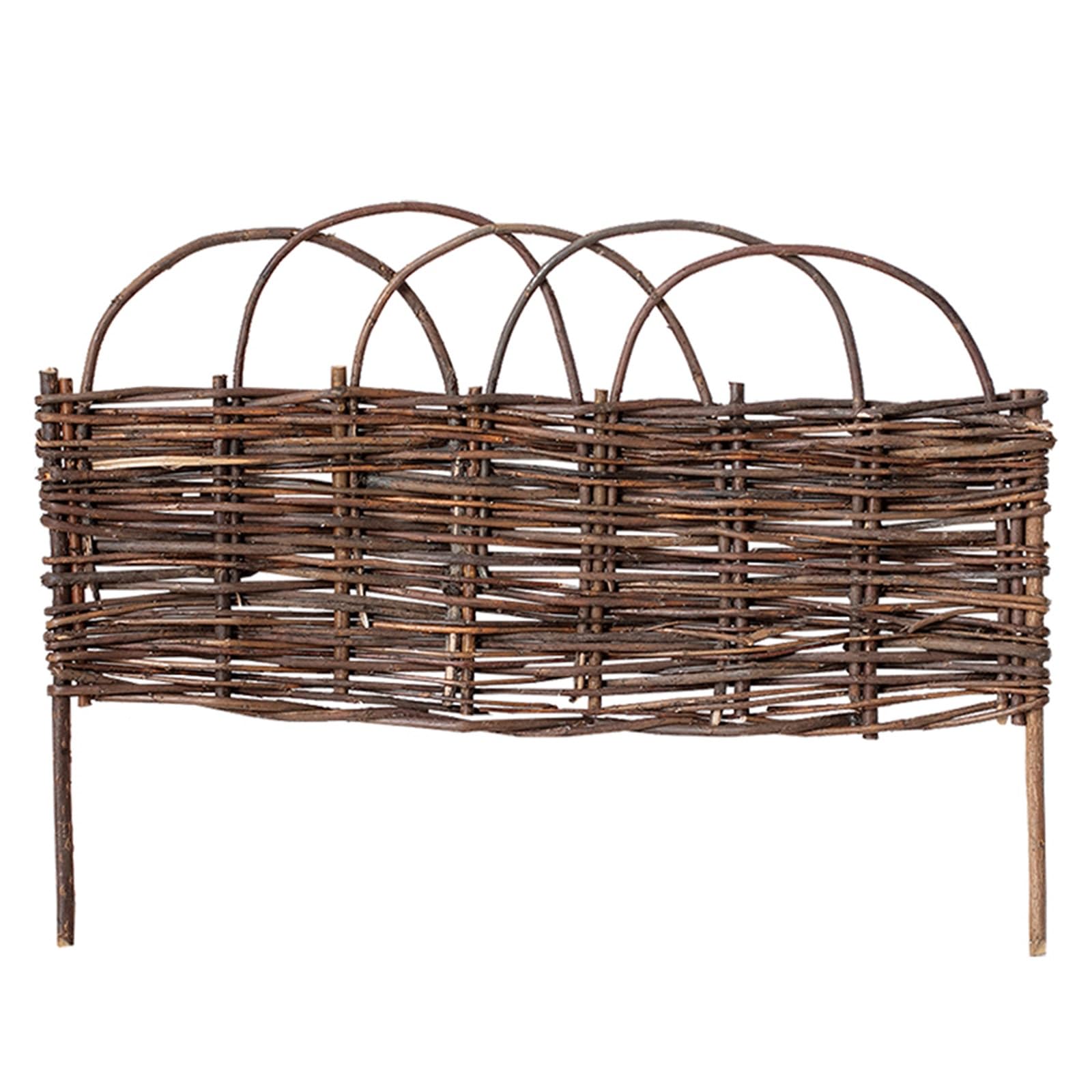 Vallas de jardín de mimbre natural ecológico de 24" en pack de 5 bordes decorativos de paisaje