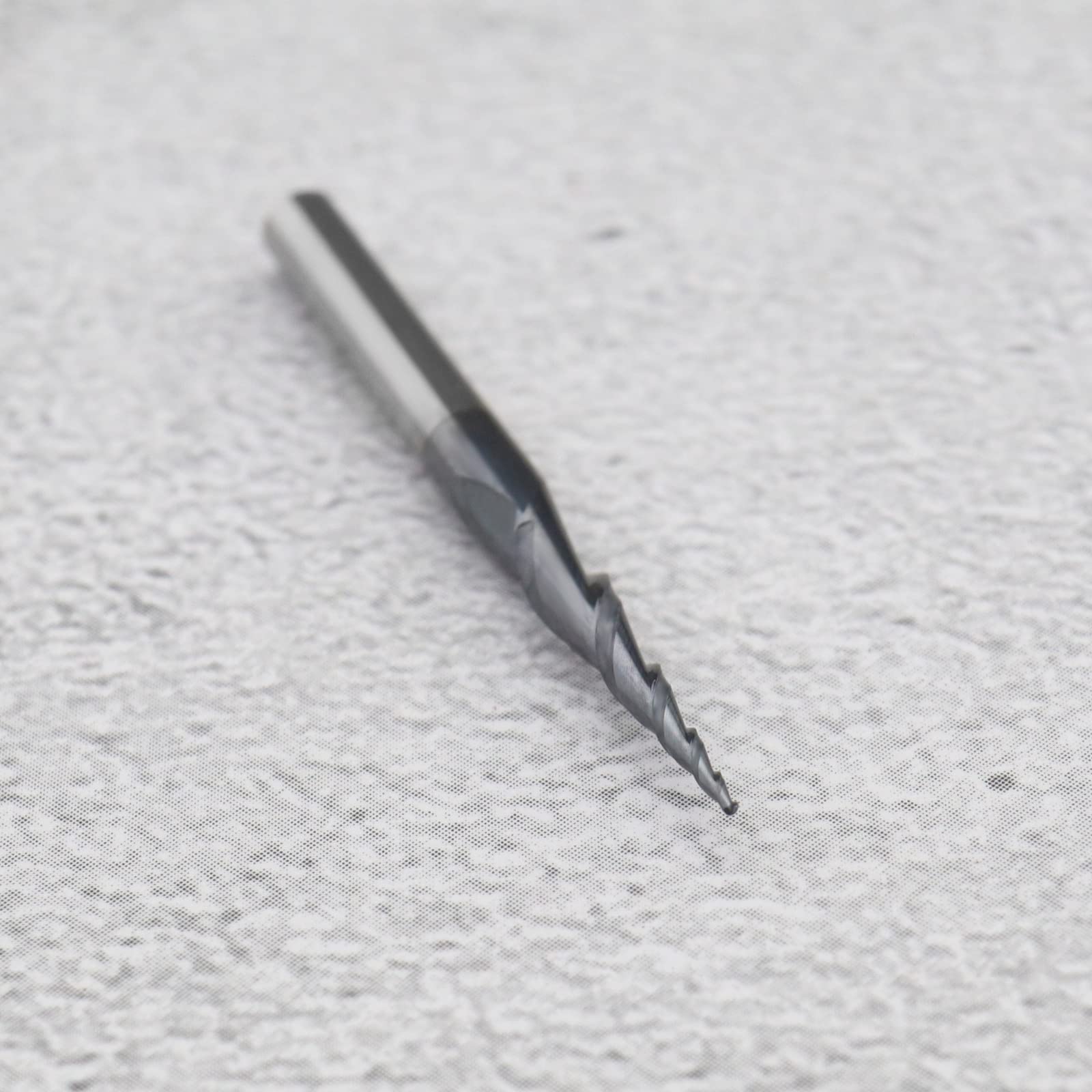 Fraise à bout conique avec bec sphérique de 0,25 mm en carbure de tungstène massif 2 cannelures Revêtement TiAIN Outil de gravure CNC Tige de 0,25 mm pour centres d'usinage CNC